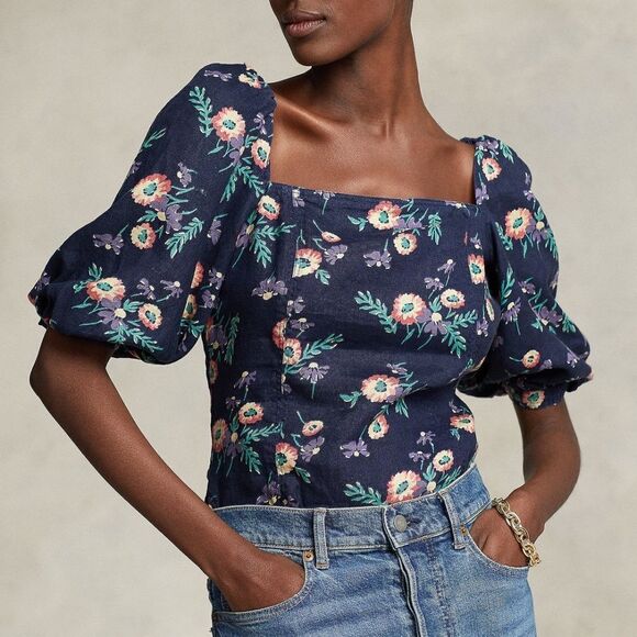 NEW POLO RALPH LAUREN FLORAL BLOUSE - size 2 - Picture 1 of 7